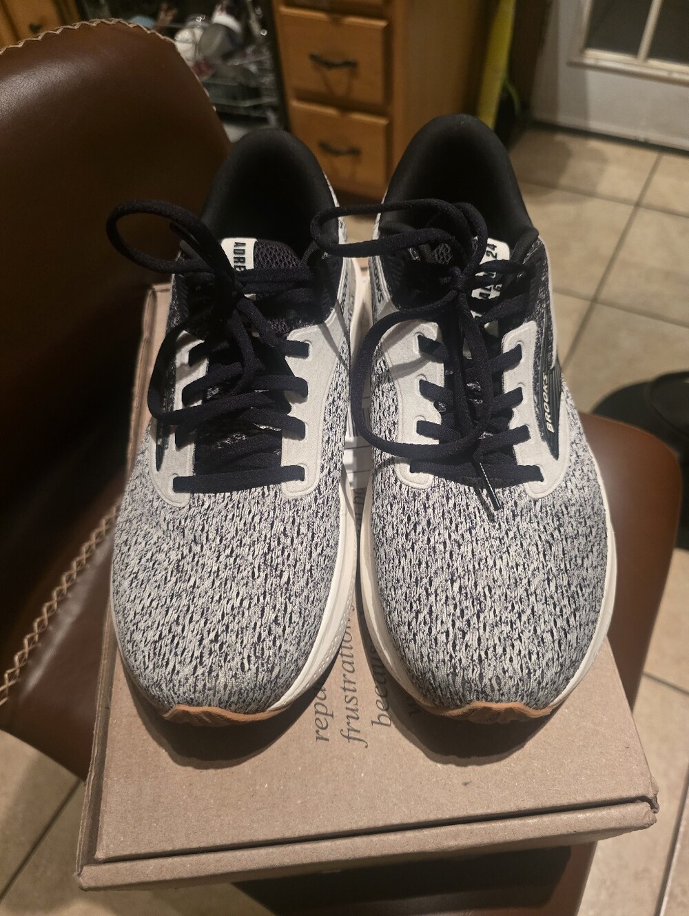 Brooks Knit Running Sneakers - Black & White